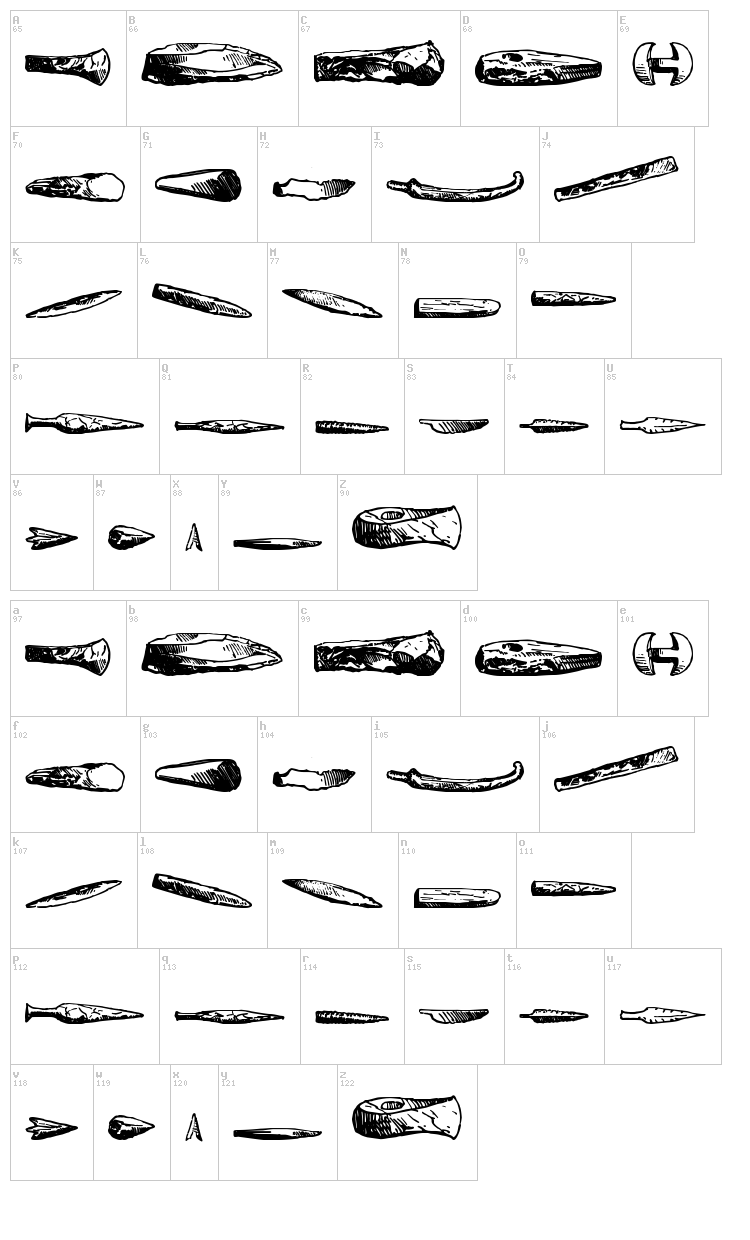 Stone Army font map